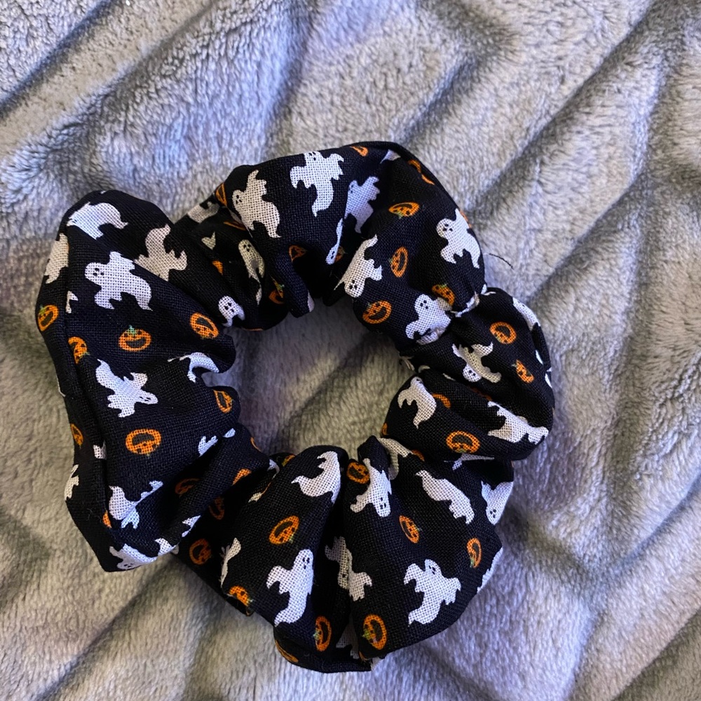 Handmade ghost and pumpkin scrunchie